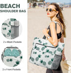 hirTa Gab Tote Bag with Makeup Pouch for Teacher Women Office Girls Work Multipurpose HandBag Mostly Use for Travel Grocery Beach Hobo Diaper Changing Pool Bag (White PineApple)
