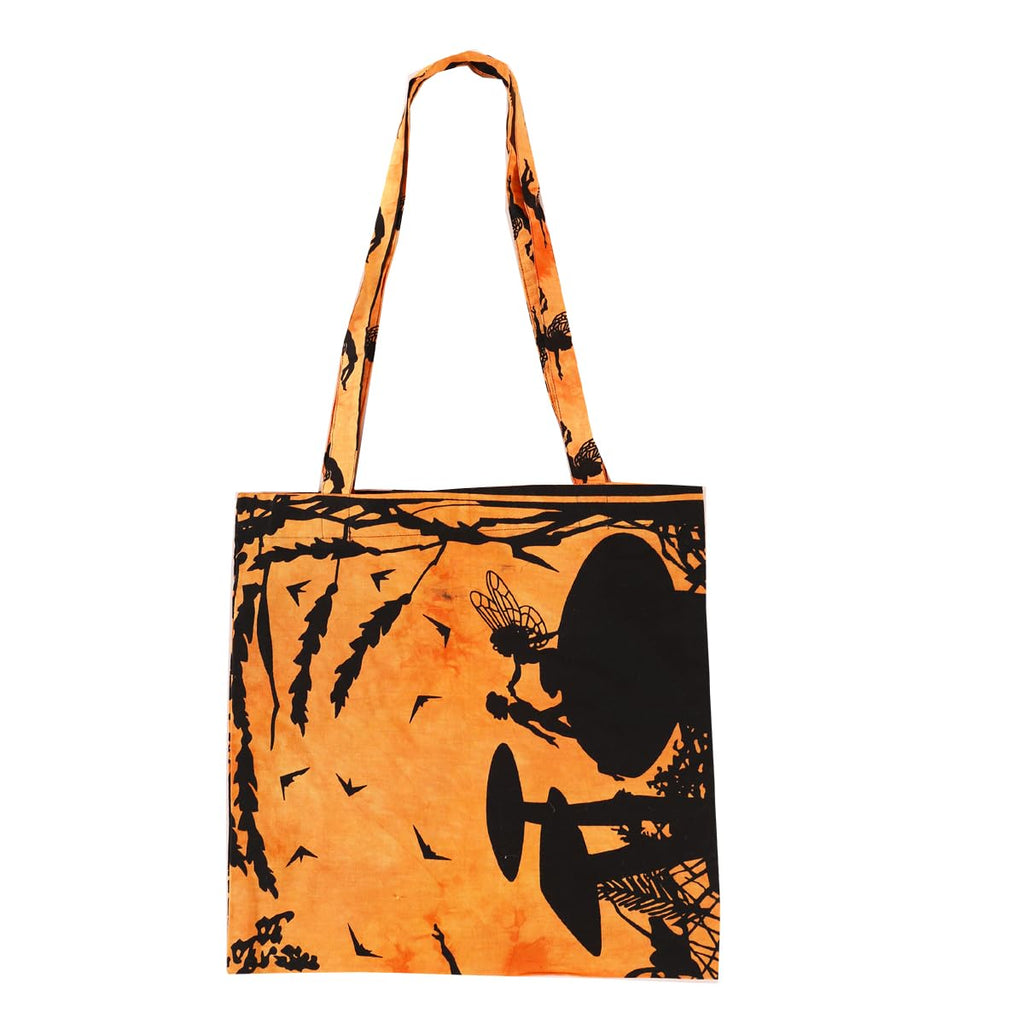 Ravaiyaa - Attitude is everything Cotton Shoulder Bag/Tote Bag For Women| Printed Multipurpose Handbag With Top Zip | Best For Shopping, Travel, Work, Beach, Office, College (Orange Fairy Land)