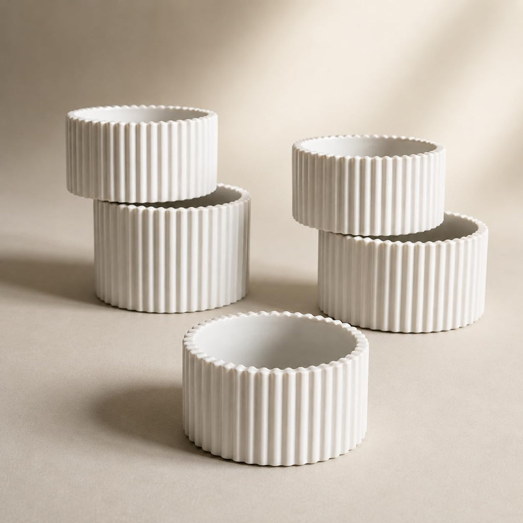 Neatly Home Handcrafted Candle Jar Smooth Satin White 8x4 cm Pack of 5