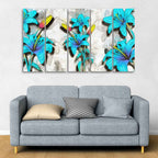 VIBECRAFTS Blue Lily Flowers Canvas Wall Painting of Five Pieces For Home|Office|Living Room|Gift (PTVC5Pcs4_8702)