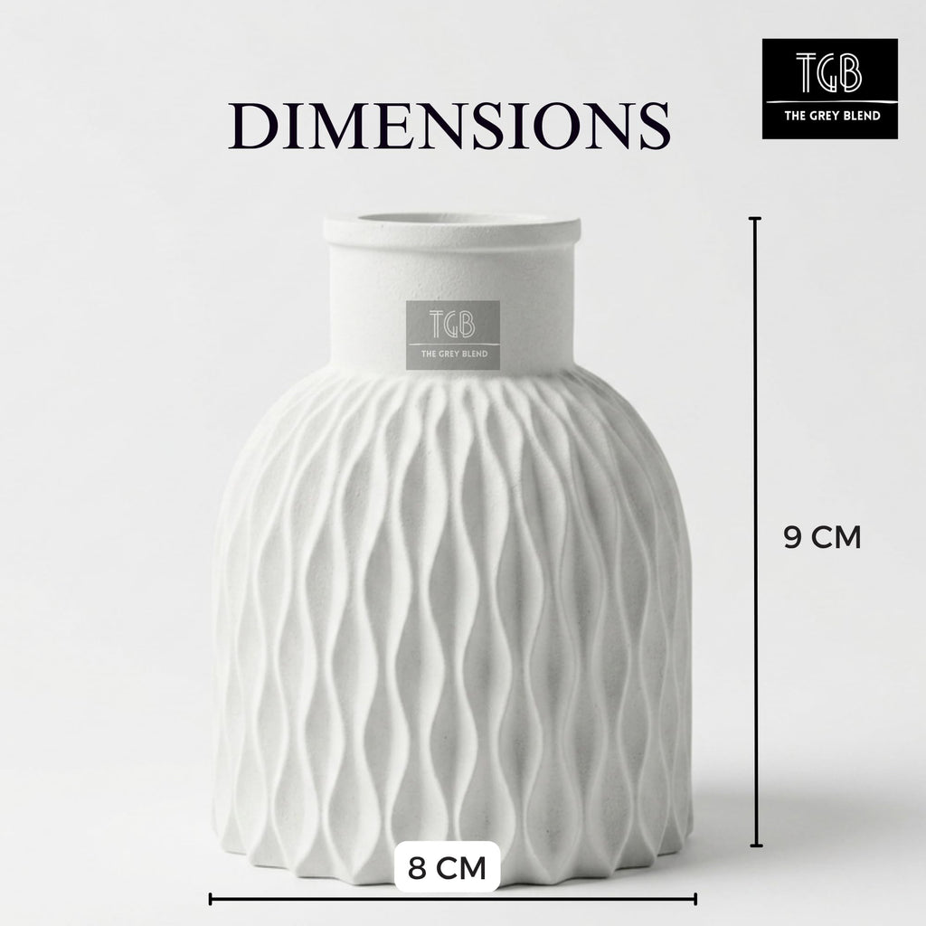THE GREY BLEND® Wave Textured Concrete Vase for Living Room & Table Decor