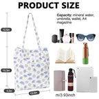 Street27 Womens Korean Canvas Corduroy Tote Bag Casual Work Shoulder Handbags|Multi-Purpose Bag |Sturdy Canvas Bag With Large Capacity|Shopping Bag For Office, College & Daily Use (Purple Flower)