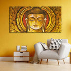 VIBECRAFTS Canvas Paintings for Living Room Drawing Gautam Buddha Meditation Wall Painting Fitted With Wooden Frame For Home | Office | Gifts (PTVCH_2544)