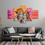 VIBECRAFTS Colorful Wall Painting of Radha Krishna of Five Pieces For Home|Office|Living Room|Gift (PTVC5Pcs1_5542)