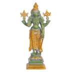 ARTVARKO Brass Vishnu Idol Standing Narayanan with Sudarshan Chakra Idol for Home Décor Entrance Temple Mandir Diwali Gift Height 8 Inch