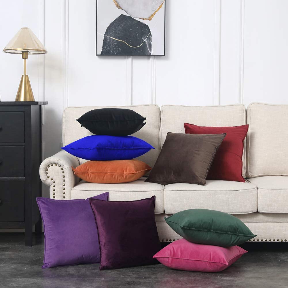 Khooti Decorative Velvet 200 TC Cushion Cover Pack Of 1-36X36/91X91 Cm-Royal Blue-Soft Pillow Covers Cushion Case For Sofa Bedroom Living room Chair Car