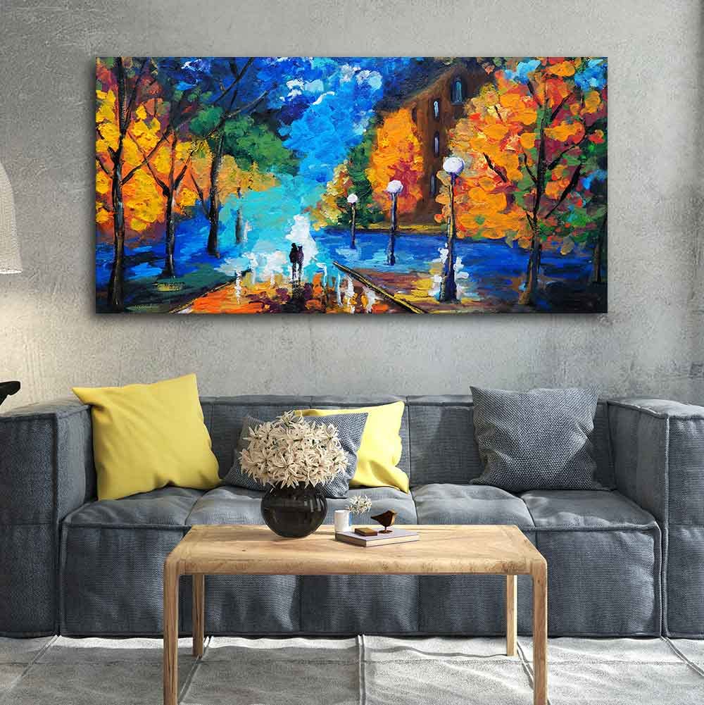 VIBECRAFTS Canvas Paintings for Living Room Drawing Room Beautiful Scenery of Couple Dating Canvas Wall Painting Wall Art Fitted with Wooden Frame for Home|Office|Gift(PTVCH_2253) (Multi 3)