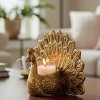 KridayKraft Metal Dancing Peacock Pair Vastu Figurine for Good Luck, Love and Prosperity | Aluminium Votive Candle Holder Showpiece for Diwali, Housewarming and Anniversary Gifting.