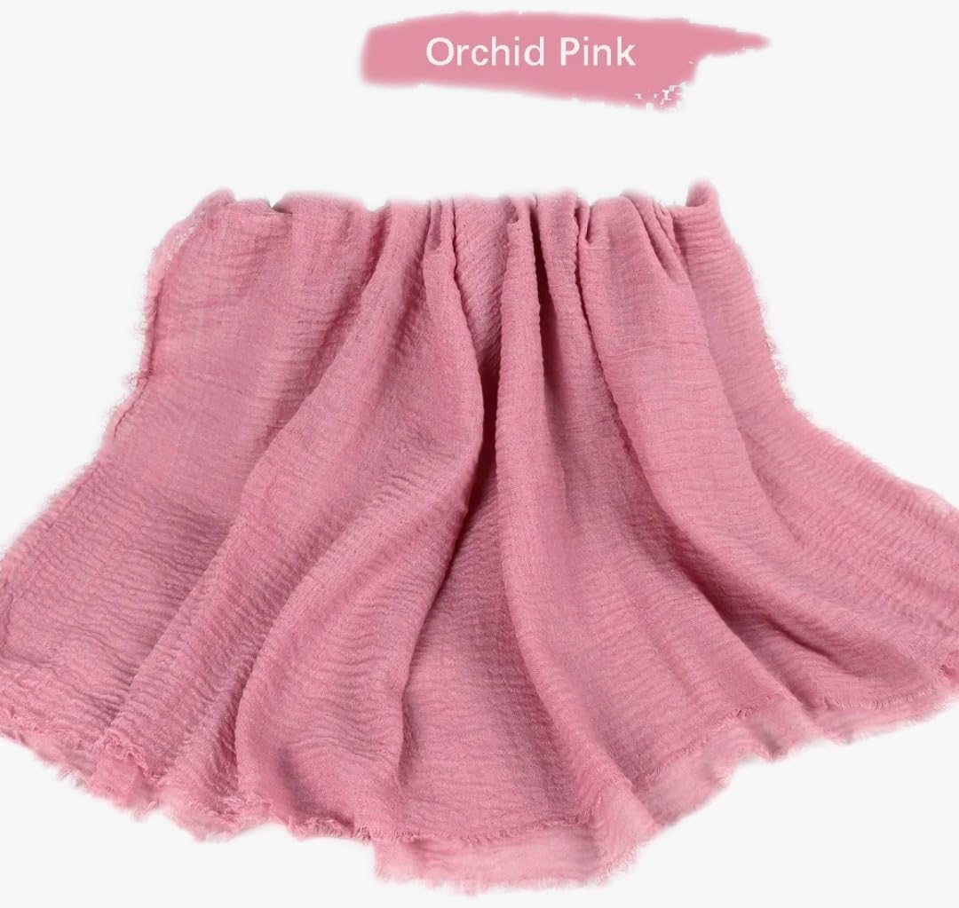 IBA ISBA COLLECTIONS Women's Crinkle Cotton Scarf, Stoles, Hijab (80 x 190 Cms) (Orchid Pink)