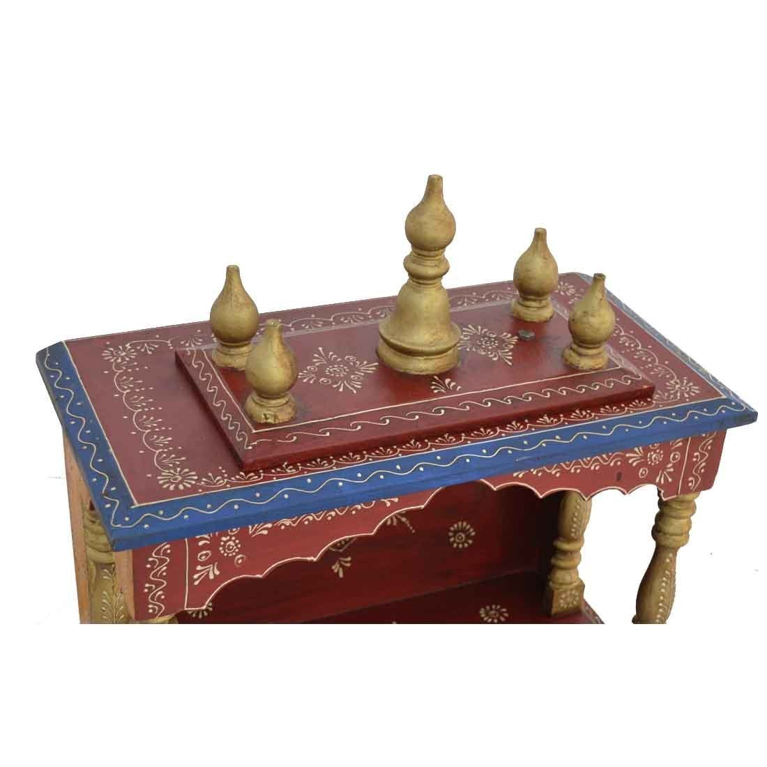 Jodhpur Handicrafts Mango and MDF Wood Home Temple Showpiece, 20x12x24 Inch, Red and Yellow