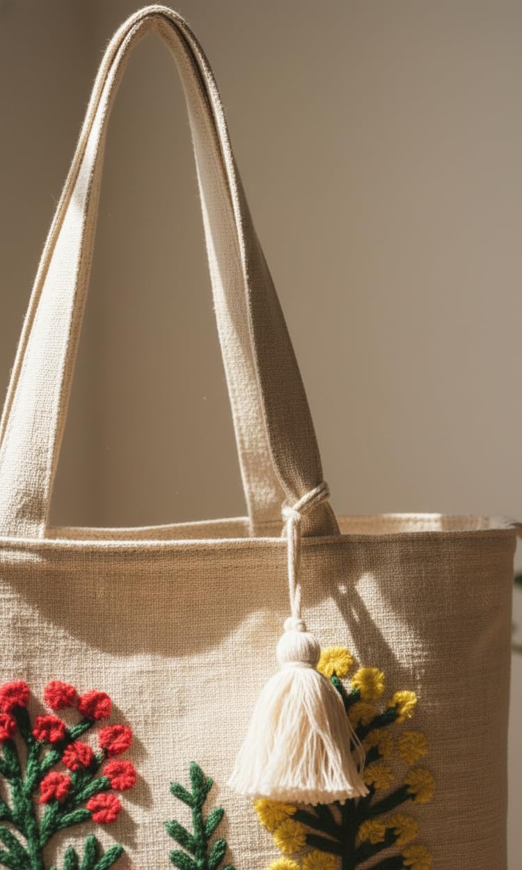 OLL OO LA LA BEAUTY Canvas Tote Bag for Women | Tote Bag | Pinterest Shoulder Bag | Cotton Shoulder Bag | Boho Tote Bags | Casual Daily Use Handbag for Office, College, Shopping & Travel - DGSN-01