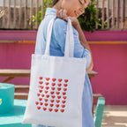 Adorvue Premium Reusable Minimal Heart Art Printed Tote Bag Stylish Eco-Friendly Cotton Handbags, Canvas Bags for College, Shopping, Office, Travel, Grocery Runs, Beach Day and Casual Outing Pack of 2