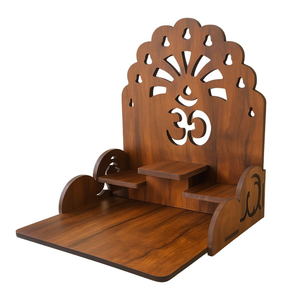 HOMEWEY DECOR Handcrafted Wooden Home Temple for Wall Mount | Premium Pooja Mandir with Strong Support for Heavy Idols | Luxurious Finish Wooden Mandir for Home Office and Prayer Room (Style-01)