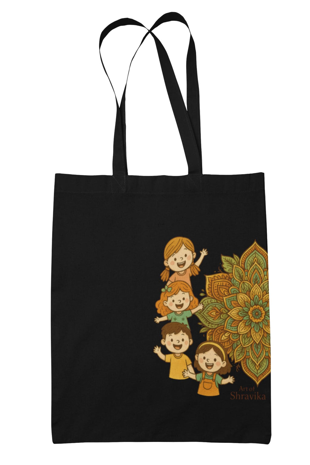 Art of Shravika Tote Bag with Playful Kids Design | Durable Cotton Fabric | Eco-Friendly Shopping & Carry Bag