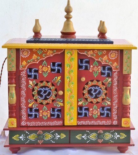 Jodhpur Handicrafts Home Temple/Wooden Temple/Pooja Mandir/Pooja Temple with LED Bulb