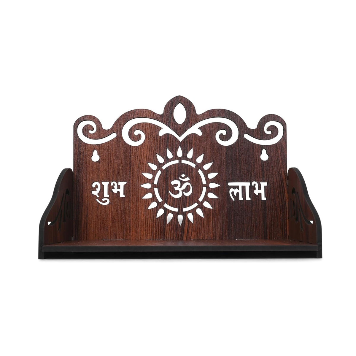 BerryBox Wooden Pooja Mandir for Home & Office - Mini Pooja Stand for Wall Hanging | Small Wood Temple for Desk & Shelf | Compact Devghar for Home Wall Mounted & Tabletop (15 x 14 x 21 CM)