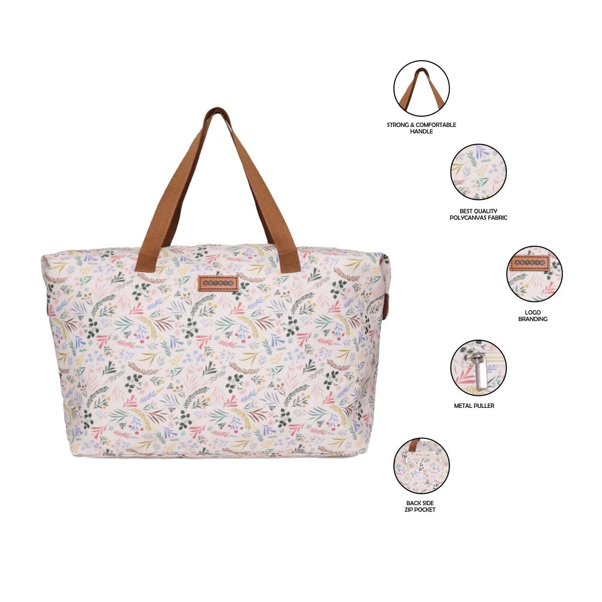 ASTRID Printed Tote Bag For Women And Girl Medium Size With Zipper Closure (MULTICOLOR)