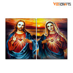 VIBECRAFTS Mother Mary And Jesus 2 Pieces Canvas Wall Painting Fitted With Wooden Frame For Home | Office | Living Room | Gifts(PTVC2Pcs1_17508)