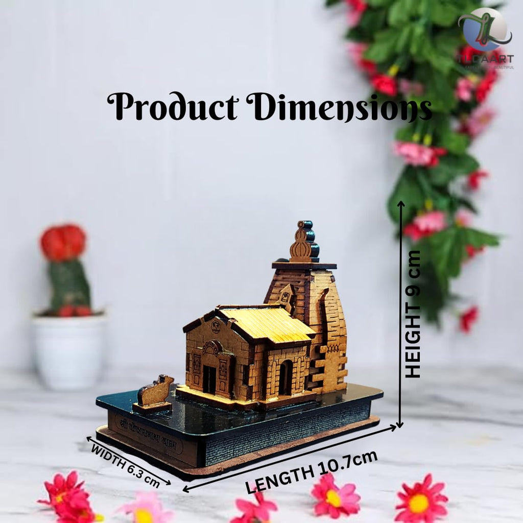 TLCAART Kedarnath Mandir | MDF Wood Temple | 3D Miniature | Decoration Wooden Showpiece for Home, Office, Car Dashboard | Size: Small (10.7 X 6.3 X 9 cms) | Pack of 1