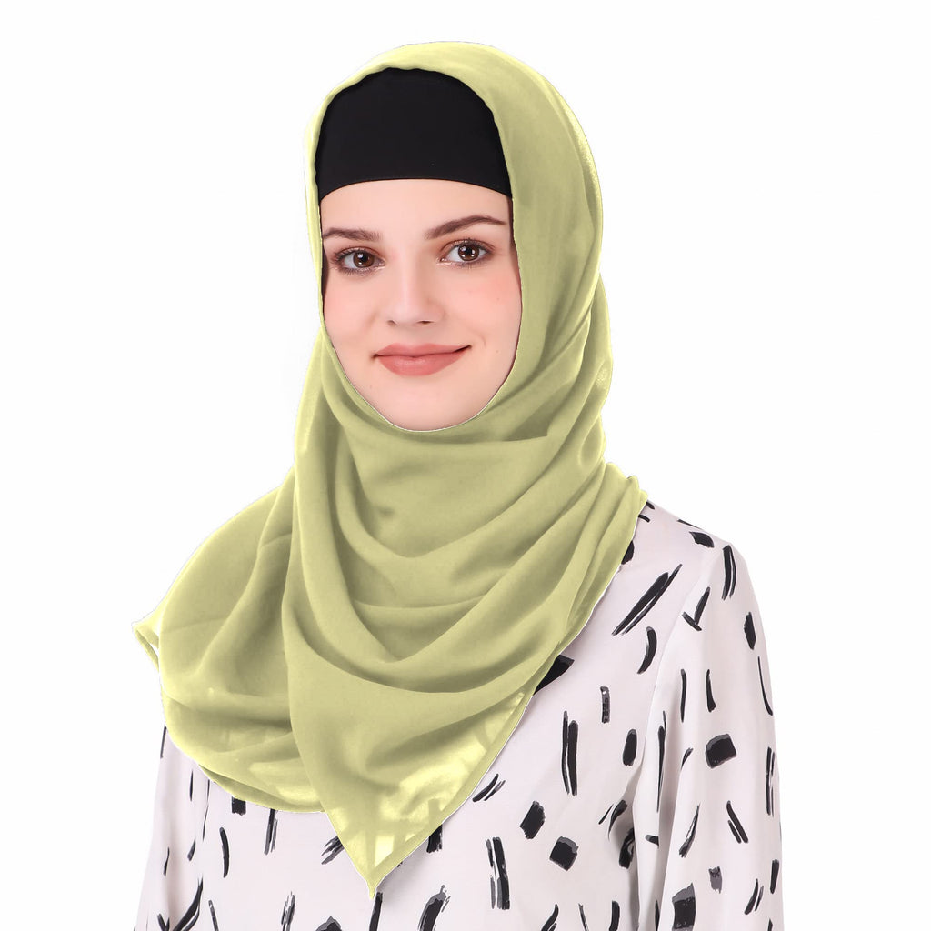 MyBatua Long Hijab in Breathable Soft Georgette large Head Wrap, Wholesale Price, 1pc Scarf HJ-020 (50x180 cm, Pale Olive)