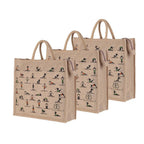 BLACKBOXES Unisex Adult Big Eco Cotton Jute Shopping Bags For Carry Milk Grocery Fruits Vegetable With Reinforced Handles Lunch Bag (Medium, Pack Of 3)