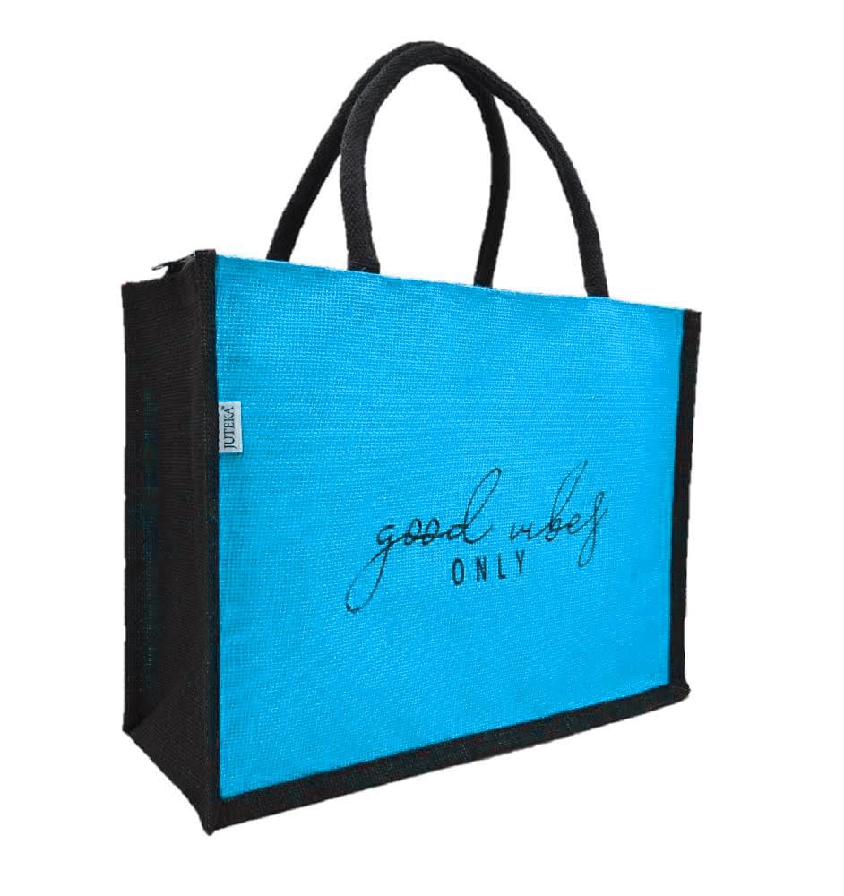 JUTEKA quote printed Jute Bag for Lunch, Office, Grocery, Picnic, Tiffin, Shopping Hand Bag with padded cotton handles…