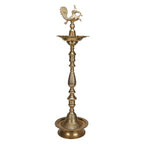 Artvarko Big Brass Diya Peacock Inauguration Traditional Multiwick Oil Diya Kuthuvilakku Lamp for Puja Gifts & Home Decor Height 36 Inch.