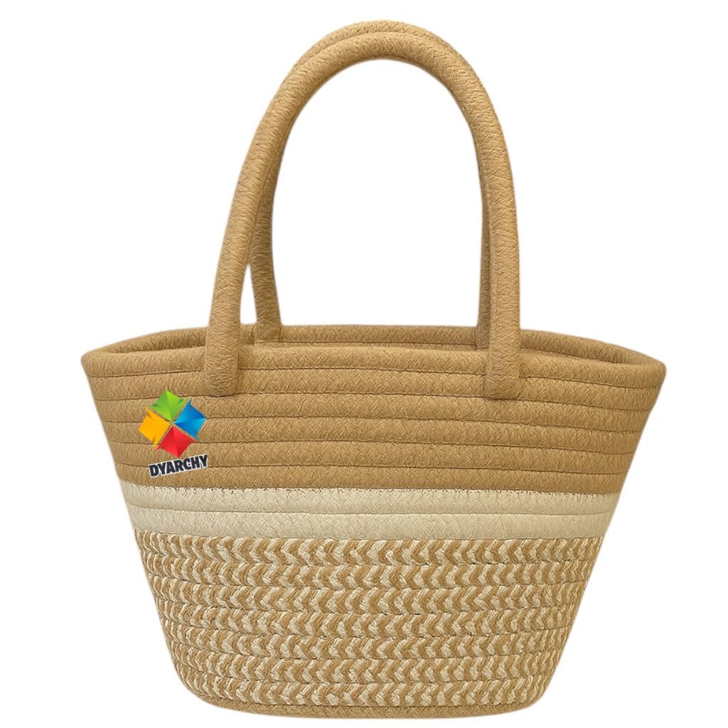 DYARCHY Cotton Rope Woven Tote Bag, Large (MULTI) ZIPPER BAG (COLOR 2)