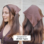 Hair Drama Co. Brown Shaded Solid Elastic Bandana Head Scarf for Women (Set of 3) | Silk Satin Head Wrap Bandana Scarves | Boho Style Statement Headband Scarves | All Day Wear Scarves Accessories