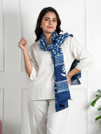 RAI SAHAB Printed Cotton Scarf for Women, Lightweight Soft Scarves Stoles for Summer & Winter(ST-80BLUE10)