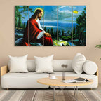 VIBECRAFTS Premium Wall Painting of Jesus Christ in Jerusalem in Five Pieces For Home|Office|Living Room|Gift (PTVC5Pcs4_8722)