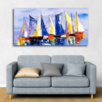 VIBECRAFTS Canvas Paintings for Living Room Drawing Room Sailing Boats In Ocean Canvas Wall Painting Fitted With Wooden Frame for Home | Office | Gift (PTVCH_2447)