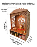 Bien Verrerie Wooden Home Temple/Mandir for Pooja, Built-in Light, Decorative Jali Work, Including Top 21 inches Tall Temple for Home, Office and Shop