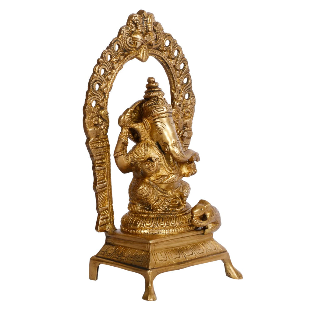 ARTVARKO Brass Ganesha Bhagwan Idol Ganesha Statue Ganpati Murti for Puja Home Entrance Decor Gift Height 8 Inch