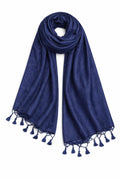 ZEN APPAREL Soft Viscose Fabric Jacquard Scarf, Stole, Shawl (Navy Blue)