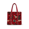 ArbaanHouse Quilted Cotton Tote Bag for Women, Large 18 x 18 Inch Shopping Bag, Wildlife Print, Reusable Shoulder Bag