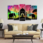 VIBECRAFTS Vector Illustration Art Canvas Wall Painting Set of Five For Home|Office|Living Room|Gift (PTVC5Pcs2_6570)
