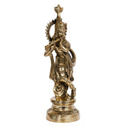 ARTVARKO Brass Flute Playing Krishna Statue God Religious Idol Krishan Figurine Home Decor(Gold Color 16 Inch)
