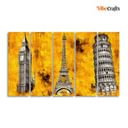 VIBECRAFTS Beautiful Monuments Premium Wall Painting Set of Five For Home|Office|Living Room|Gift (PTVC5Pcs4_8701)