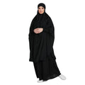 MODEST CITY 2-Piece Knee-Length Jilbab Set Khimar Style Abaya and Skirt with Chunnat Slevees/Dolman Sleeves Brown Color| Tie Back Burkha Jilbab Khimar Style Abaya