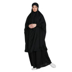 MODEST CITY 2-Piece Knee-Length Jilbab Set Khimar Style Abaya and Skirt with Chunnat Slevees/Dolman Sleeves Brown Color| Tie Back Burkha Jilbab Khimar Style Abaya