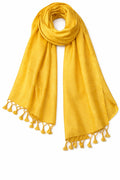 ZEN APPAREL Soft Viscose Fabric Jacquard Scarf, Stole, Shawl (Yellow)