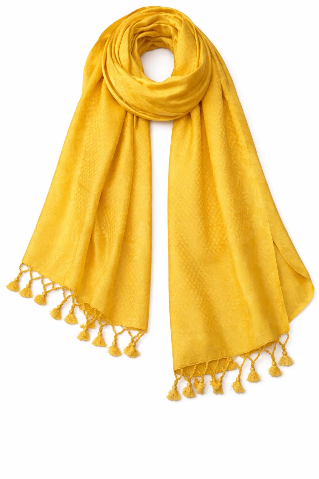 ZEN APPAREL Soft Viscose Fabric Jacquard Scarf, Stole, Shawl (Yellow)