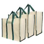 DOUBLE R BAGS Big Eco Cotton Canvas Shopping Bags For Carry Milk Grocery Fruits Vegetable With Reinforced Handles Jhola Bag (Pack of 3, Green)