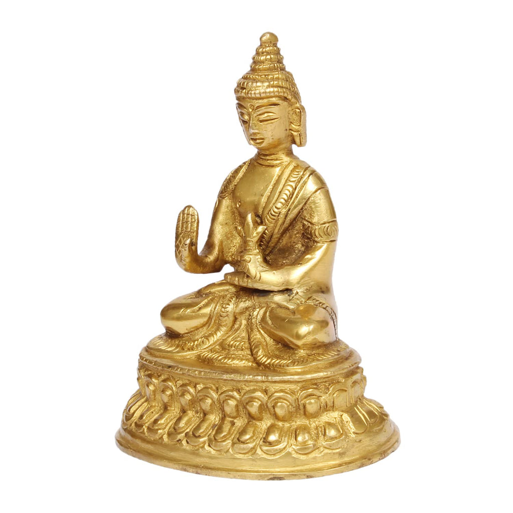 ARTVARKO Blessing Buddha Brass Idol Statue with Sacred Kalash Decorative Buddhism Buddha Showpiece Figurine Home Décor Diwali Gifts 4 Inch.