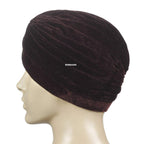 BISMAADH Velvet Soft Pleated Pre Tied Knot Readymade Turban/Pagri Head Wraps for Men & Women Brown