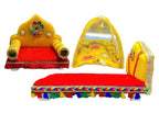 Combo Set of Kanha ji Singhasan, Bed and Machardani (Size -0,1,2) This All Product for kanha ji, laddu Gopal,Thakur ji and Quality of a Product is Very Soft and Premium