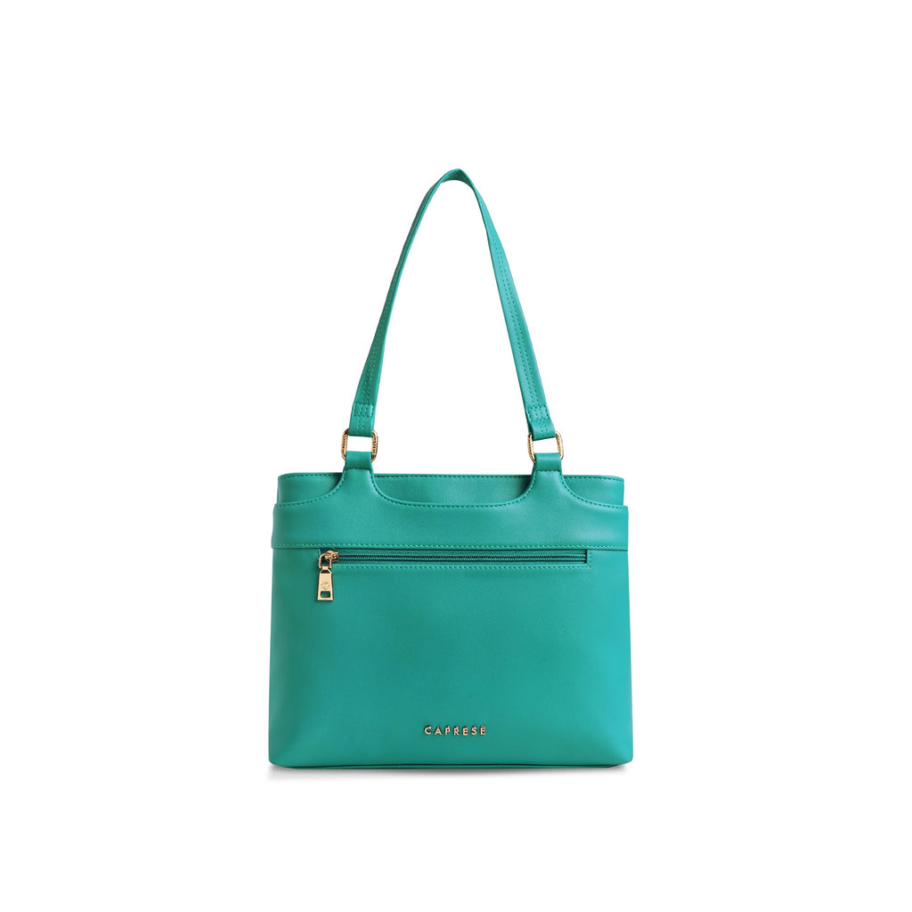 Caprese Jessica Medium Solid Tote Bag for Women|Stylish, Durable, Multi-Compartment Design for Work, Travel, Shopping |Comfortable Straps Shoulder Bag, Ideal for Laptop & Essentials (Blue)