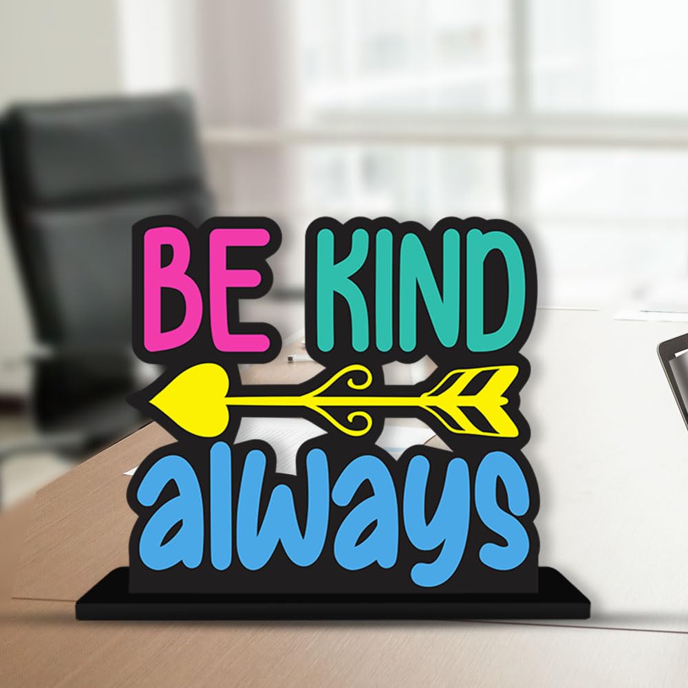 Artvibes Wooden Idols and Figurine Be Kind Always Quotes Table Decor for Office Desk Showpiece | Home Decoration | Living Room | Modern Gifting Item (SP_1171)