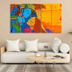 VIBECRAFTS Radha and Kanha Canvas Wall Painting Set of Five For Home|Office|Living Room|Gift (PTVC5Pcs4_8624)